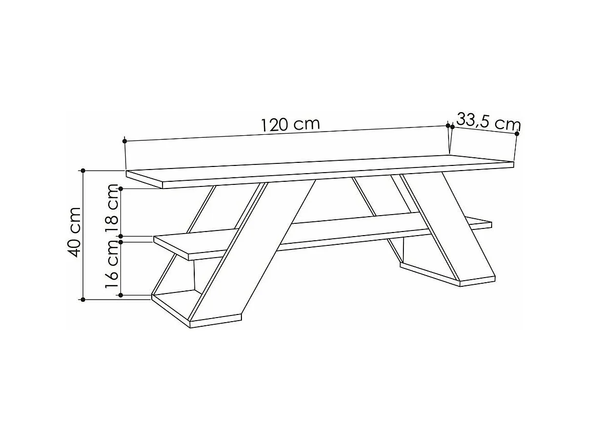 Meuble TV 3 étagères L120 cm - Farfalla