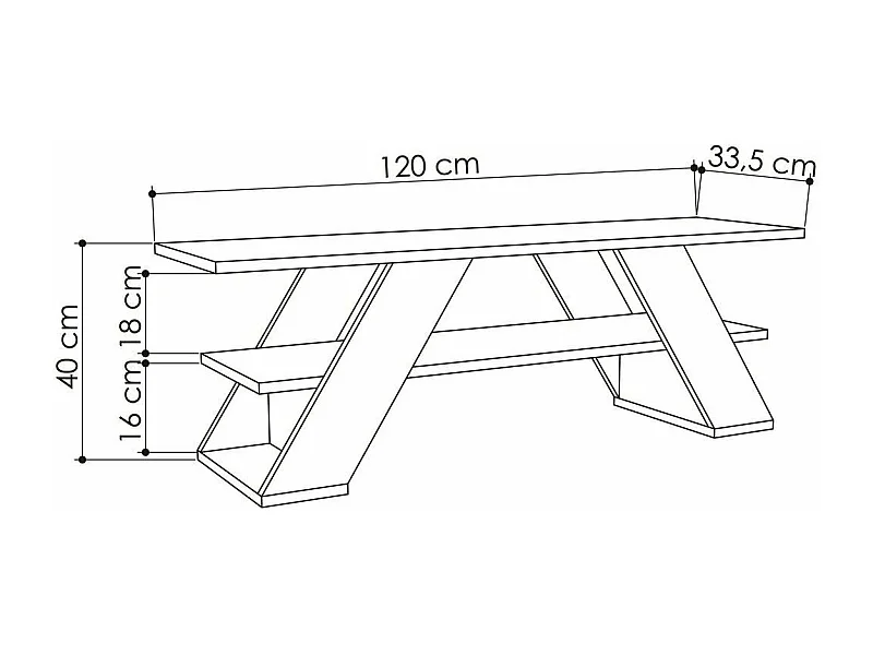 Meuble TV 3 étagères L120 cm - Farfalla