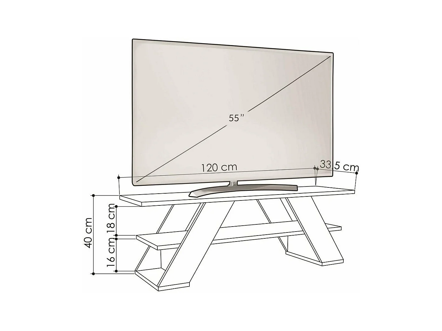 Meuble TV 3 étagères L120 cm - Farfalla