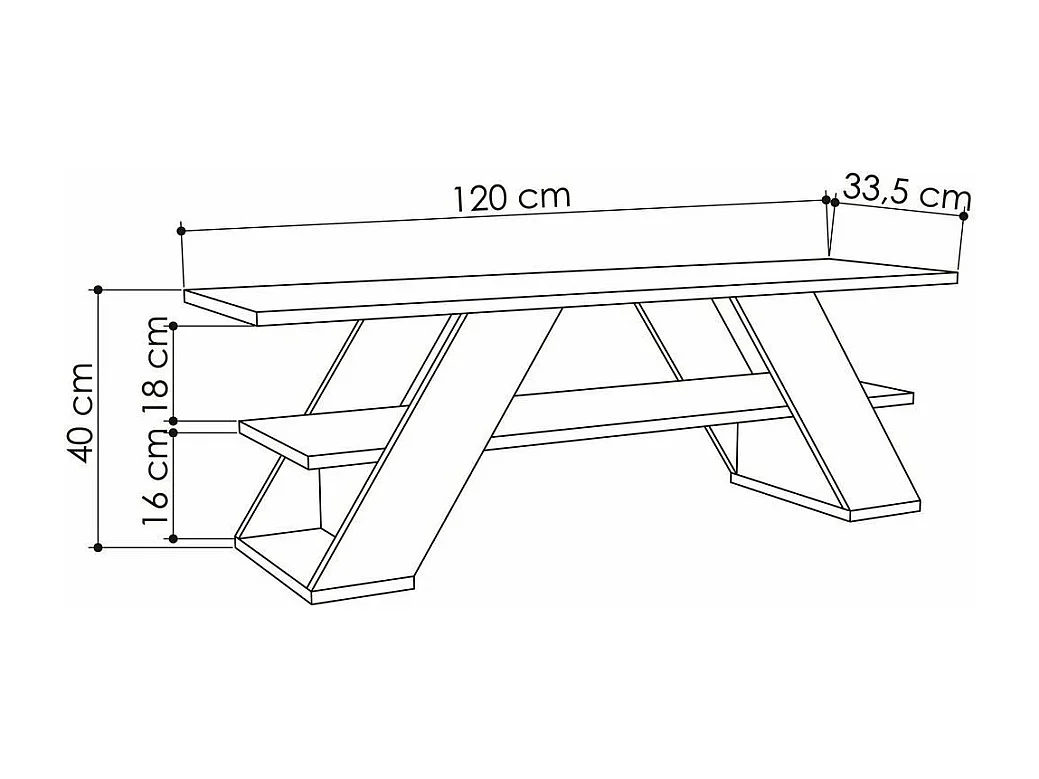 TV-Möbel 3 Regale L120 cm - Farfalla