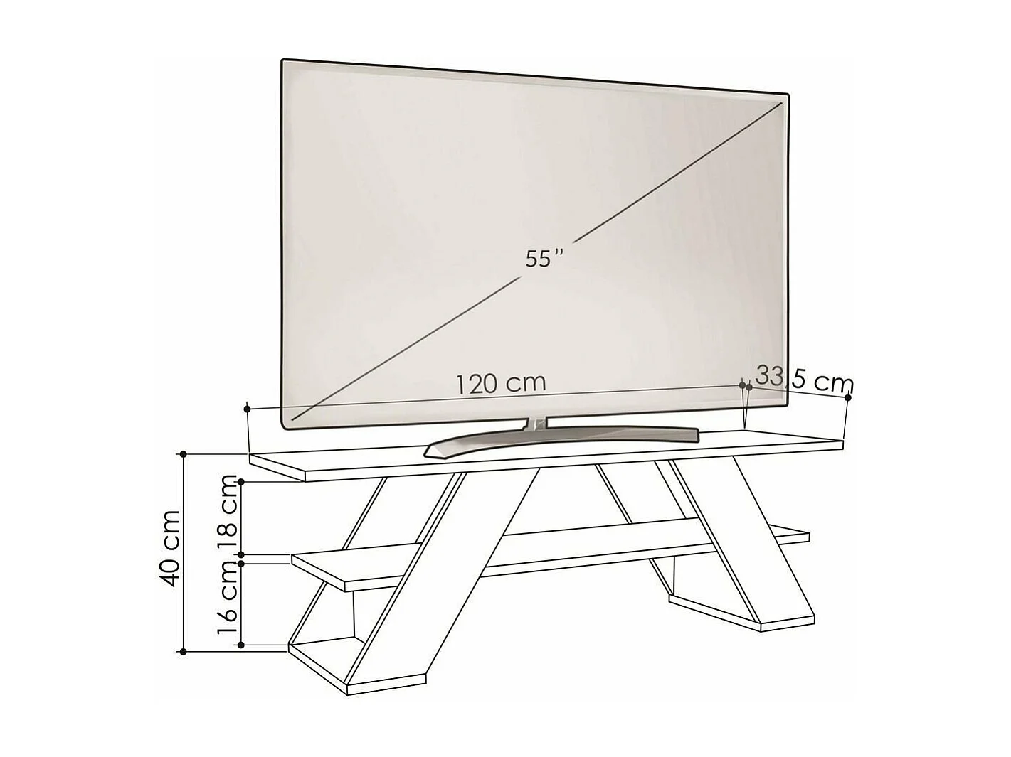 TV-Möbel 3 Regale L120 cm - Farfalla