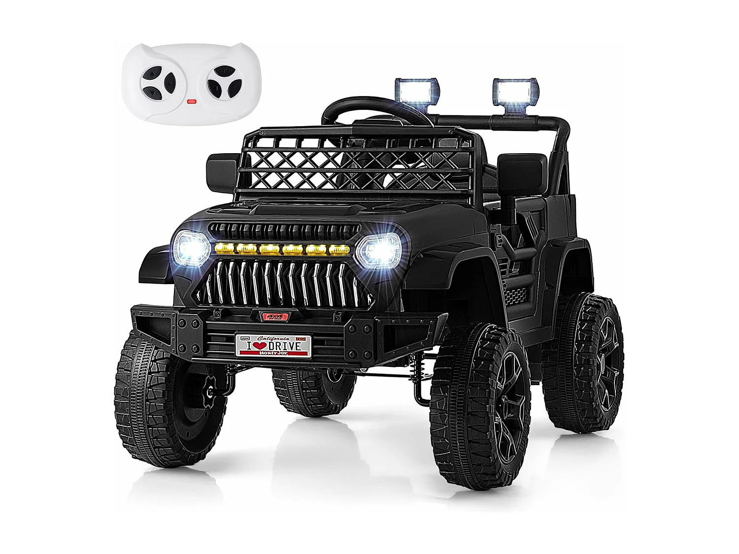 12V Voiture Électrique Enfant avec Télécommande 2,4G & Musique & Lumières LED, Véhicule Électrique avec Démarrage Lent, 2,5-4km/h, Charge 30kg pour 3 Ans+ (Noir)