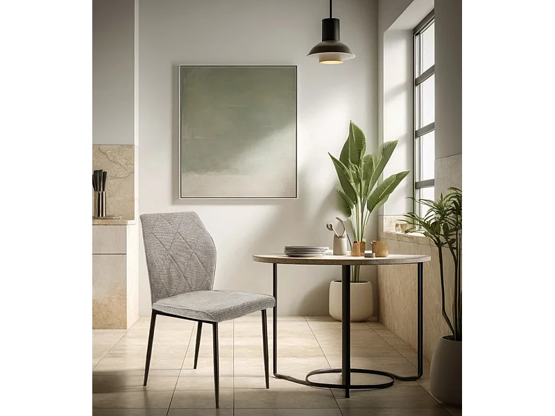 Pack de 4 sillas de comedor de 87x45x56 cm tapizadas en color taupé y patas negras Patrice