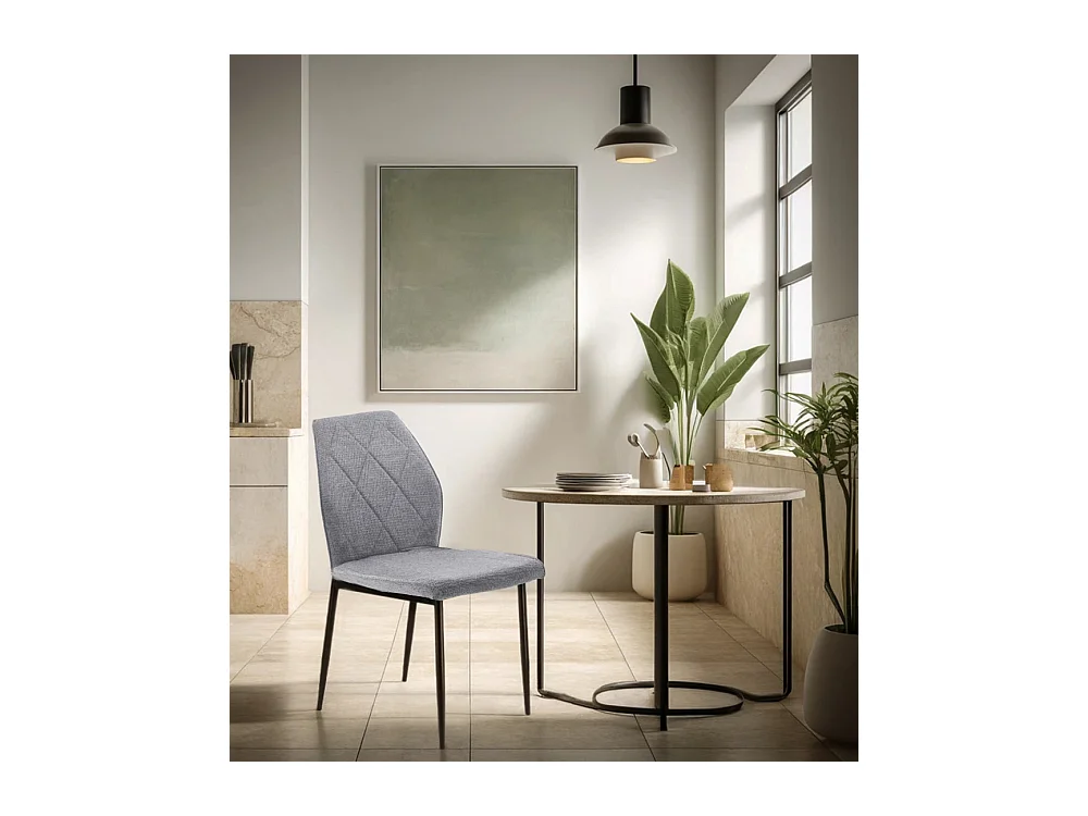 Pack de 4 sillas de comedor de 87x45x56 cm tapizadas en color gris y patas negras Patrice