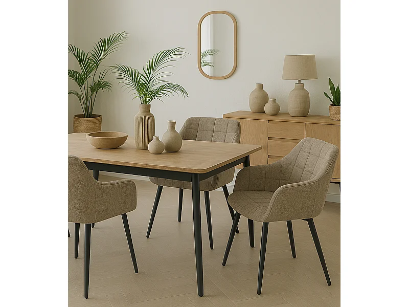 Pack de 2 sillas de 82x61x57 cm tapizadas en tela jaspeada en color beige tostado Freya