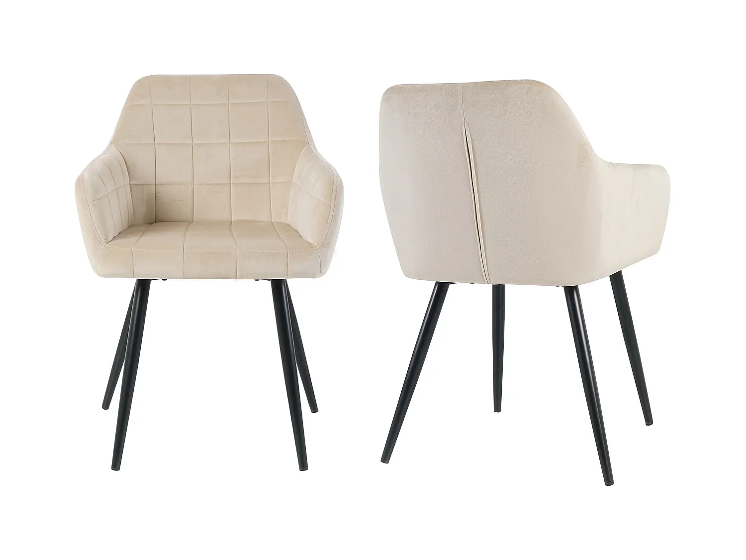 Pack de 2 sillas de 82x61x57 cm tapizadas en terciopelo en color beige Freya