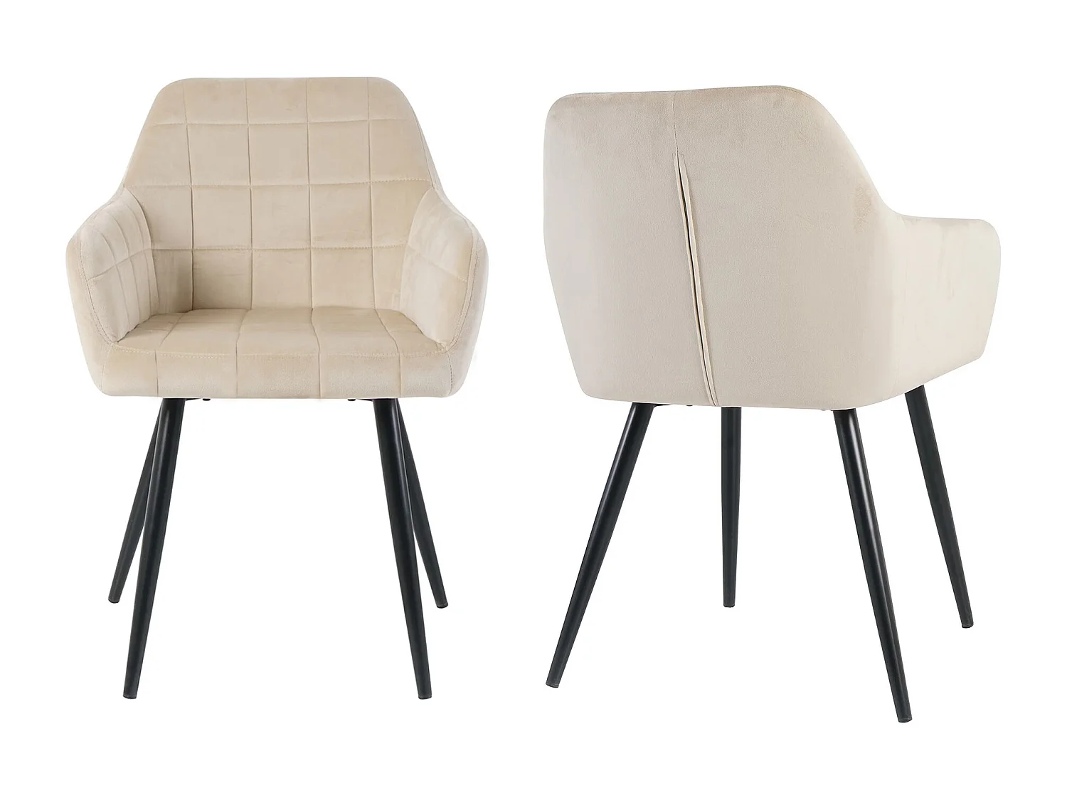 Pack de 2 sillas de 82x61x57 cm tapizadas en terciopelo en color beige Freya