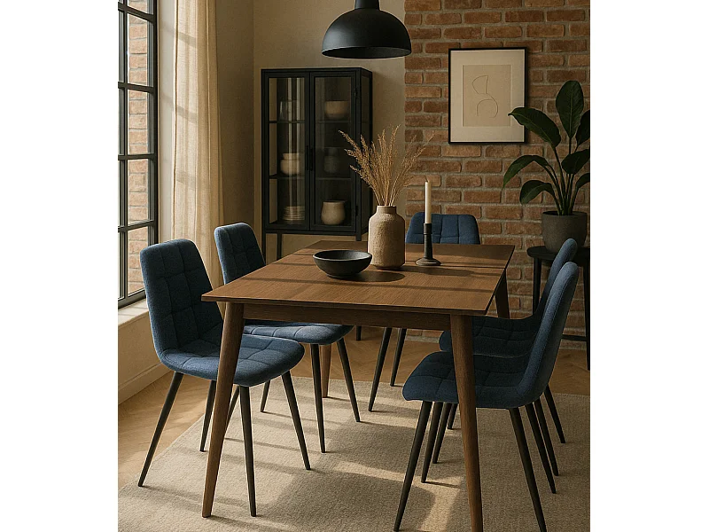 Pack de 4 sillas de comedor de 87x54x46 cm de tela en color azul jaspeado Astrid