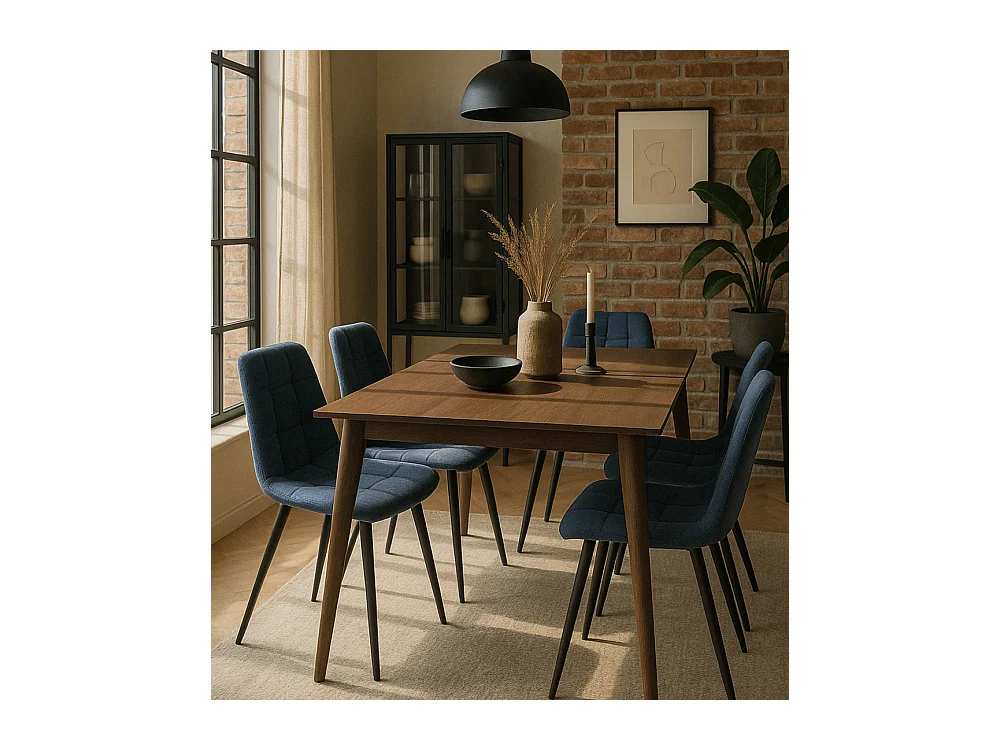 Pack de 4 sillas de comedor de 87x54x46 cm de tela en color azul jaspeado Astrid