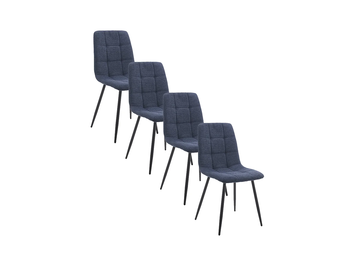 Pack de 4 sillas de comedor de 87x54x46 cm de tela en color azul jaspeado Astrid