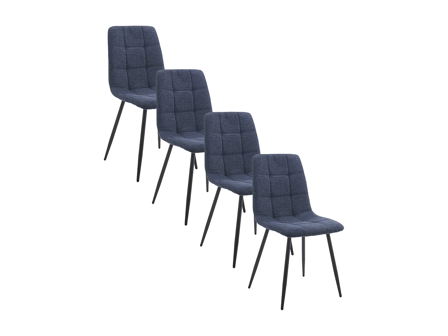Pack de 4 sillas de comedor de 87x54x46 cm de tela en color azul jaspeado Astrid