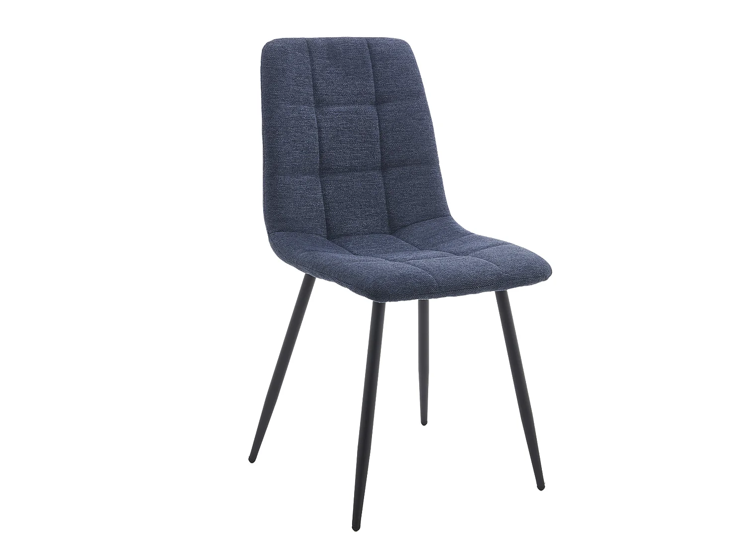 Pack de 4 sillas de 88x43x54 cm de tela en azul y patas metálicas negras Astrid