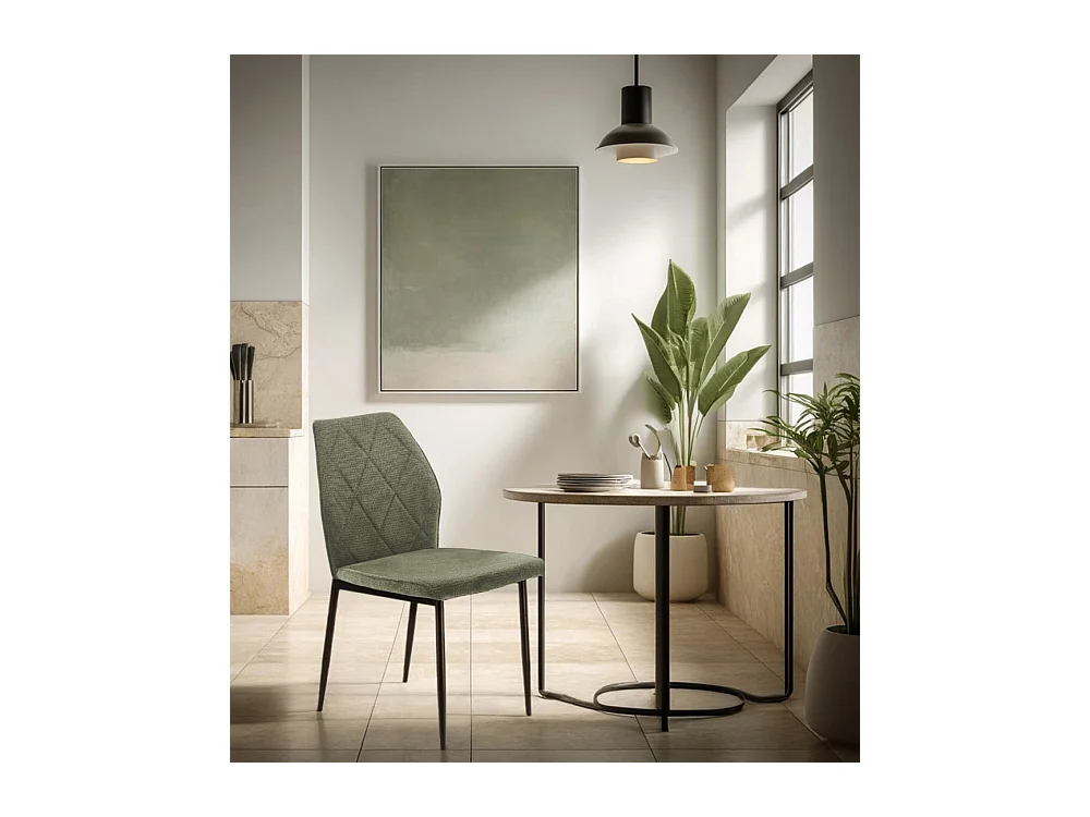 Pack de 4 sillas de comedor de 87x45x56 cm tapizadas en color verde y patas negras Patrice