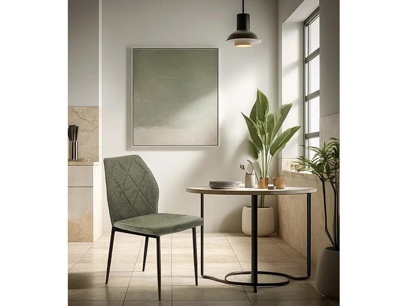 Pack de 4 sillas de comedor de 87x45x56 cm tapizadas en color verde y patas negras Patrice