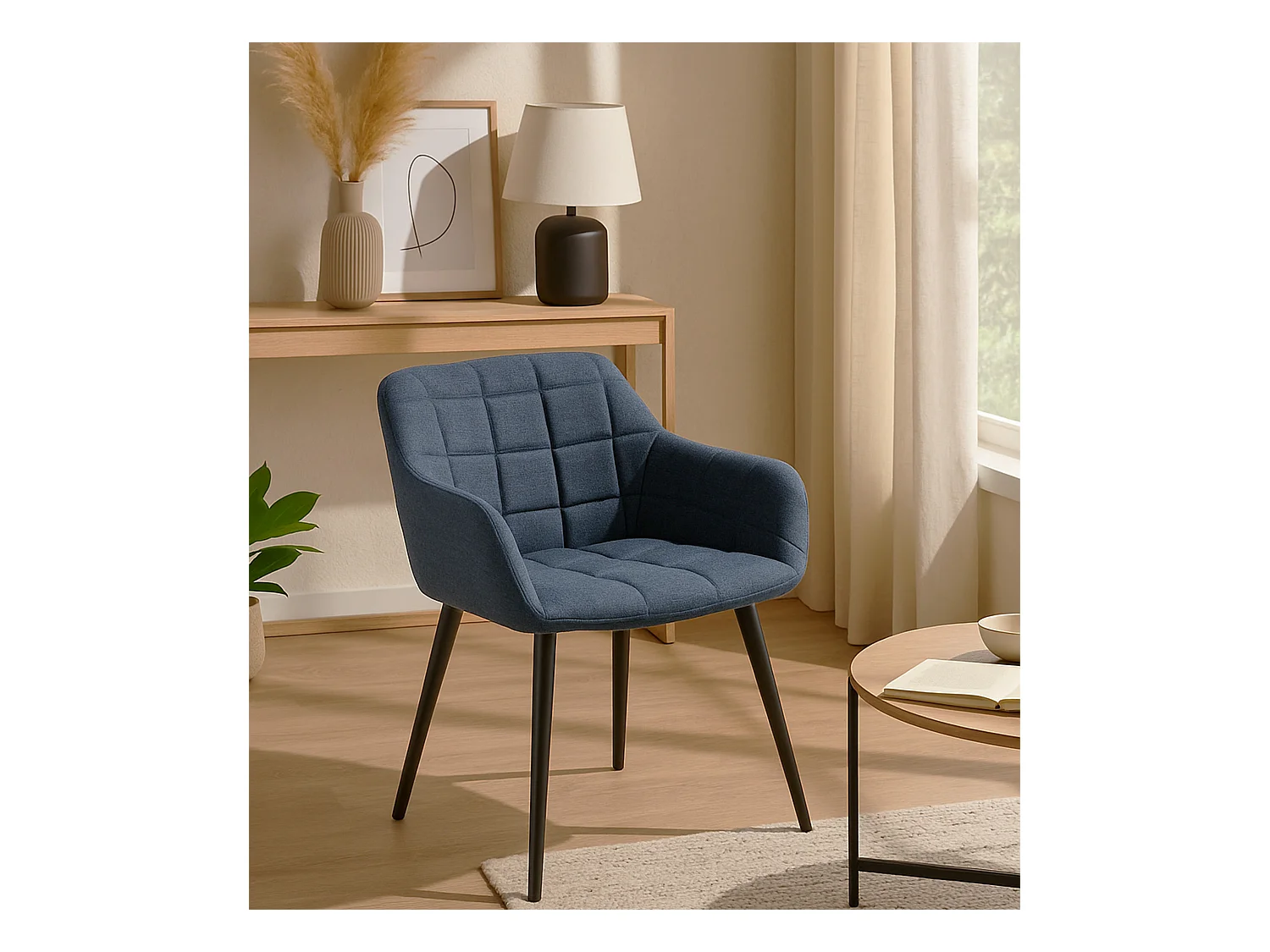 Pack de 2 sillas de 82x61x57 cm tapizadas en tela jaspeada en color azul Freya