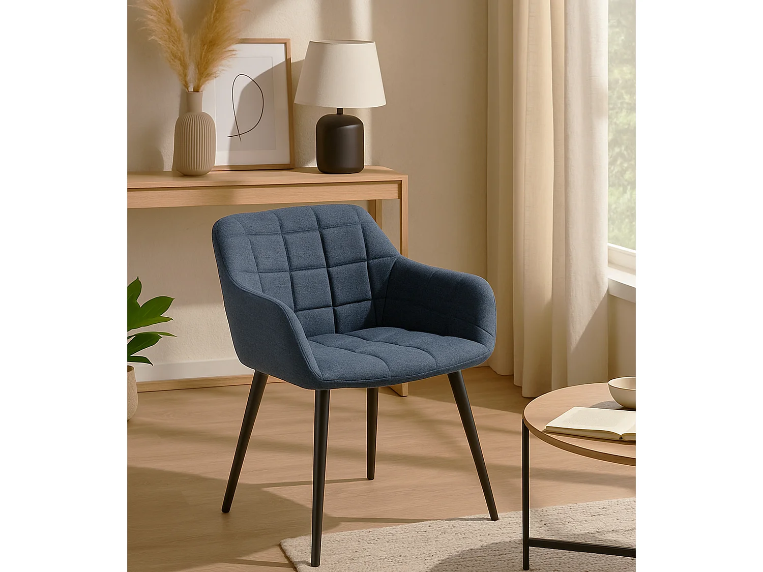 Pack de 2 sillas de 82x61x57 cm tapizadas en tela jaspeada en color azul Freya