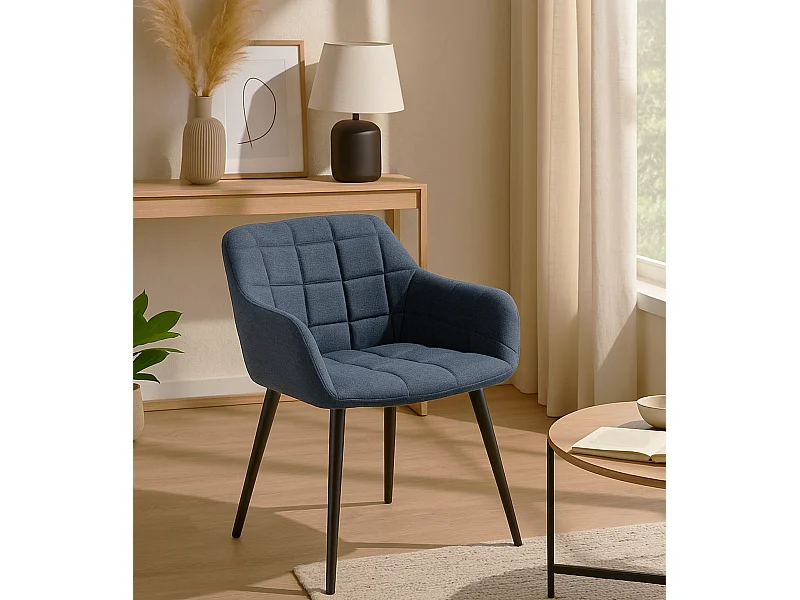 Pack de 2 sillas de 82x61x57 cm tapizadas en tela jaspeada en color azul Freya