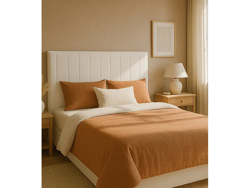 Cabecero de 120x150x6 cm con estructura reforzada y tapizado en polipiel en blanco Amex