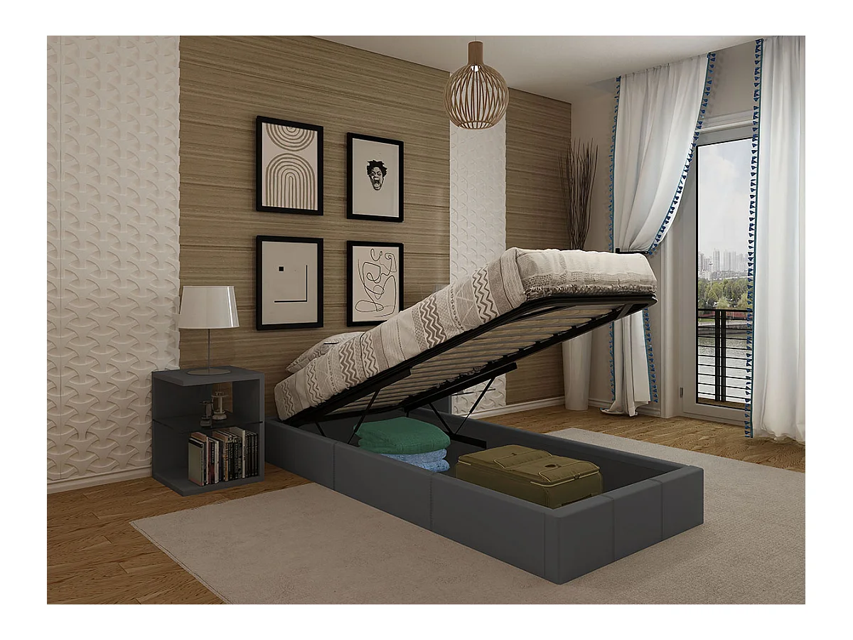 Cama Sommier Home Individual (Cinza)(200×90 cm)