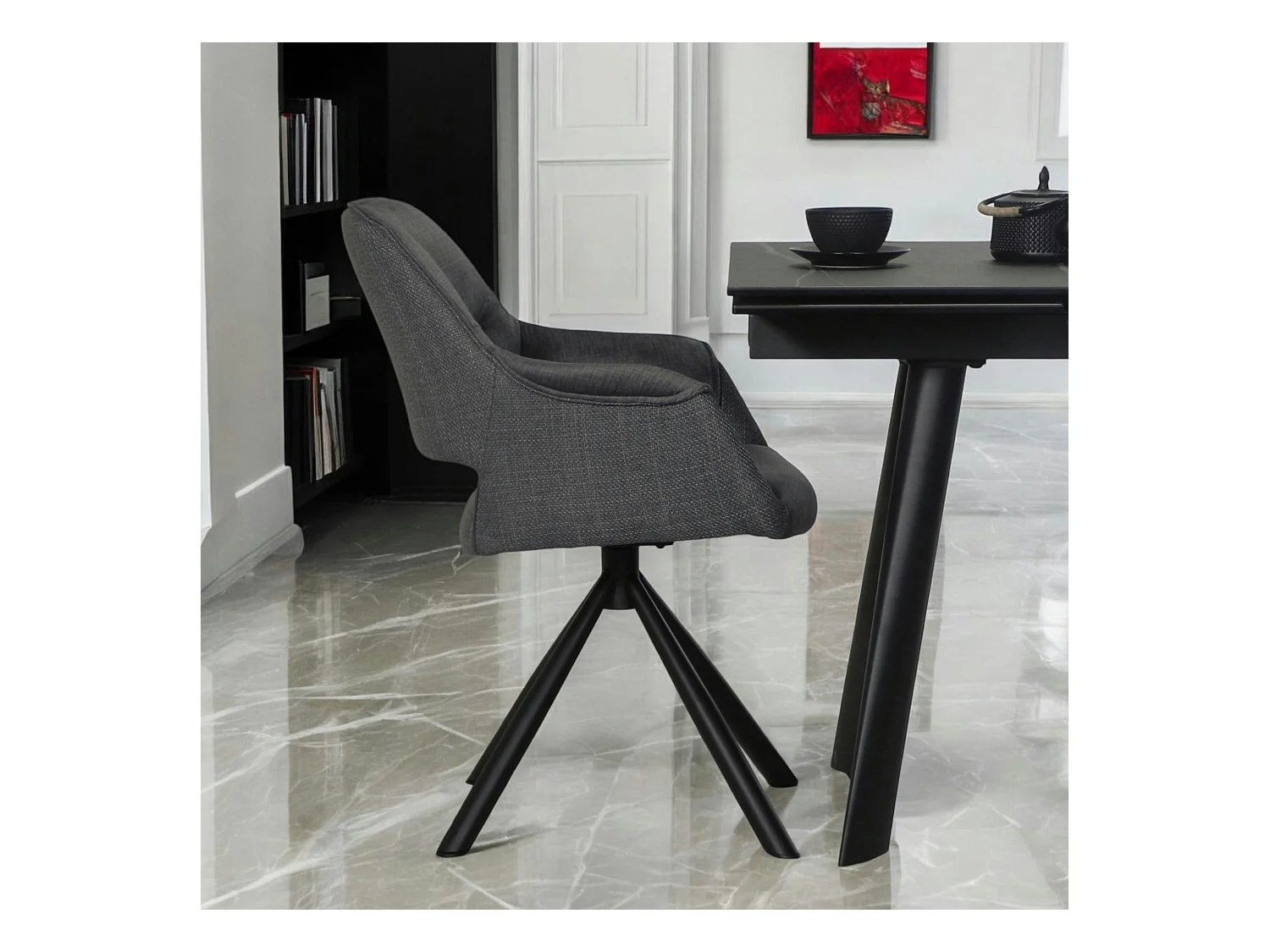 Fauteuil pivotant bi-matière, couleur grise (lot de 2) IENA