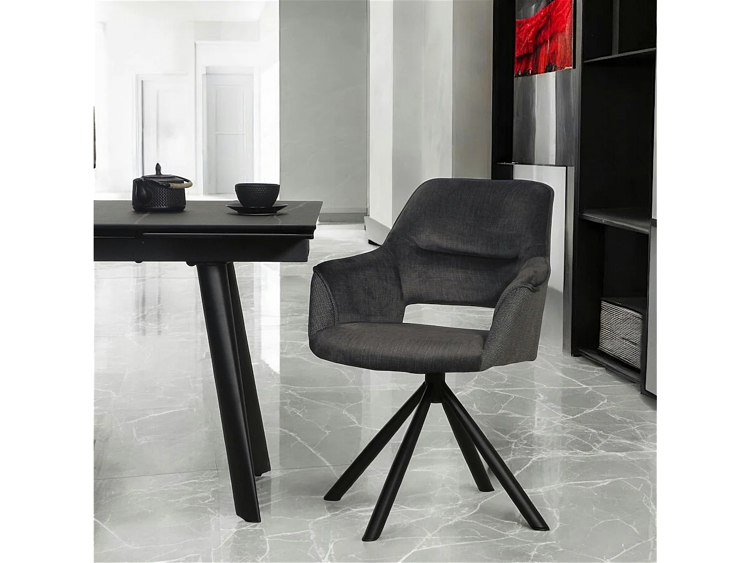 Fauteuil pivotant bi-matière, couleur grise (lot de 2) IENA