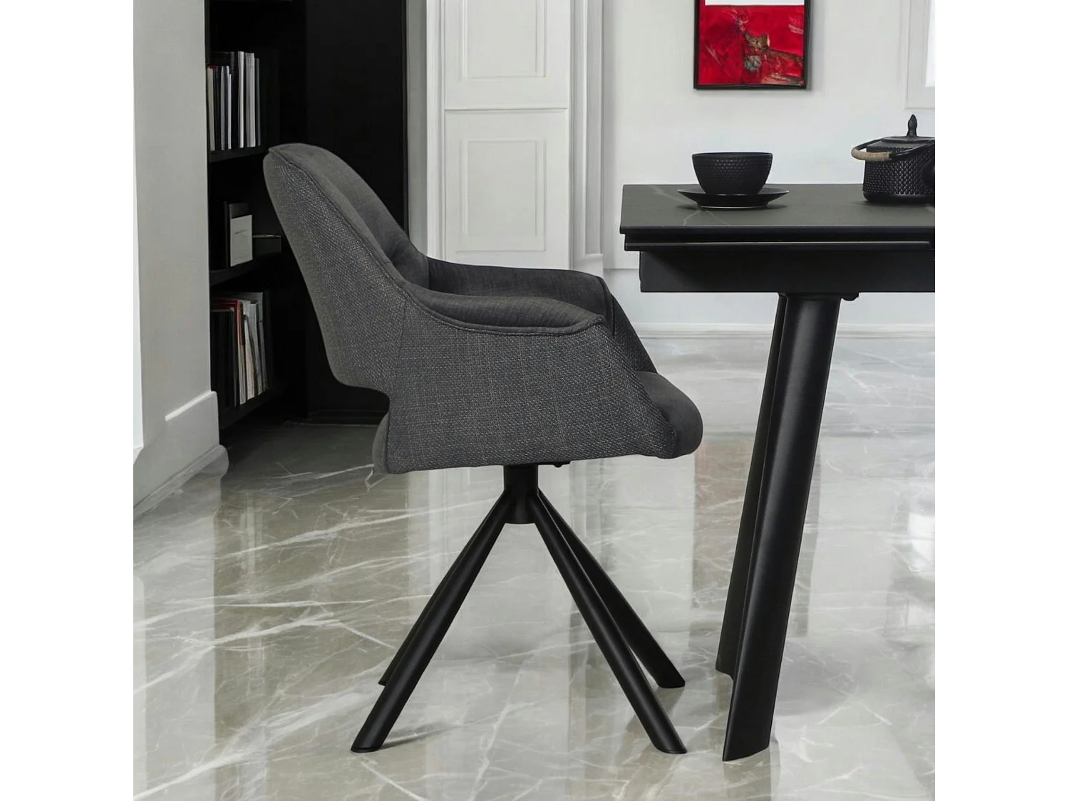 Fauteuil pivotant bi-matière, couleur grise (lot de 2) IENA