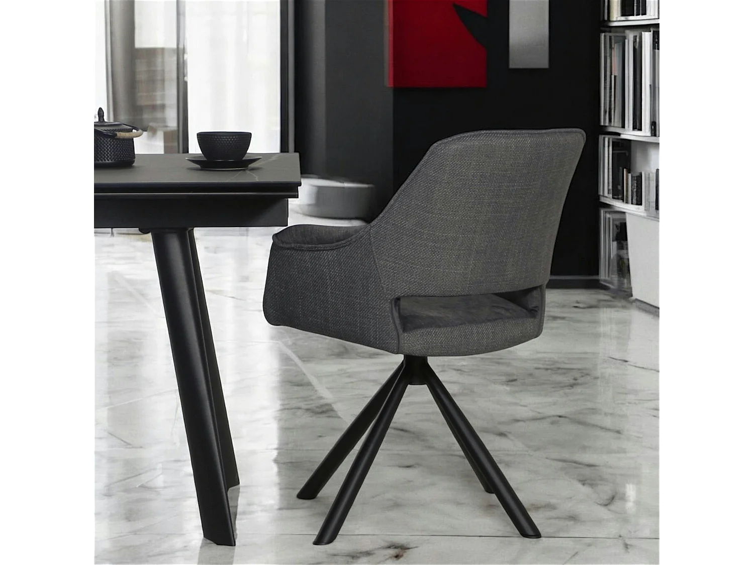 Fauteuil pivotant bi-matière, couleur grise (lot de 2) IENA