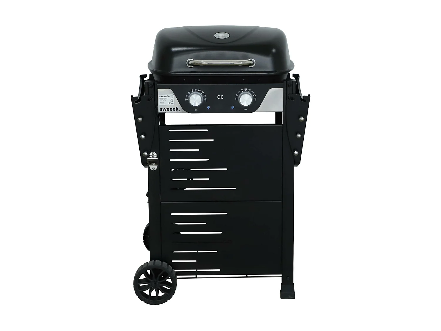 Barbecue électrique noir 2 brûleurs. acier émaillé 2300 W. L 100 x P 61 x H 121.5 cm