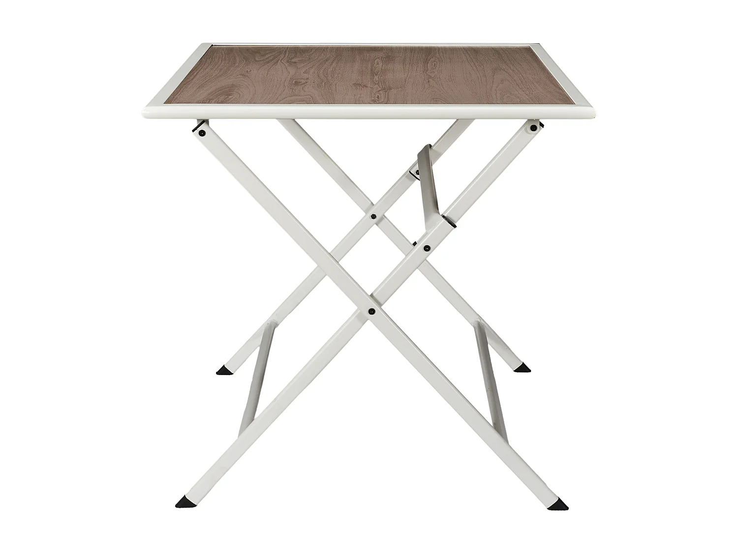 Table Metal Blanc Effet Bois Barcelone 70x70