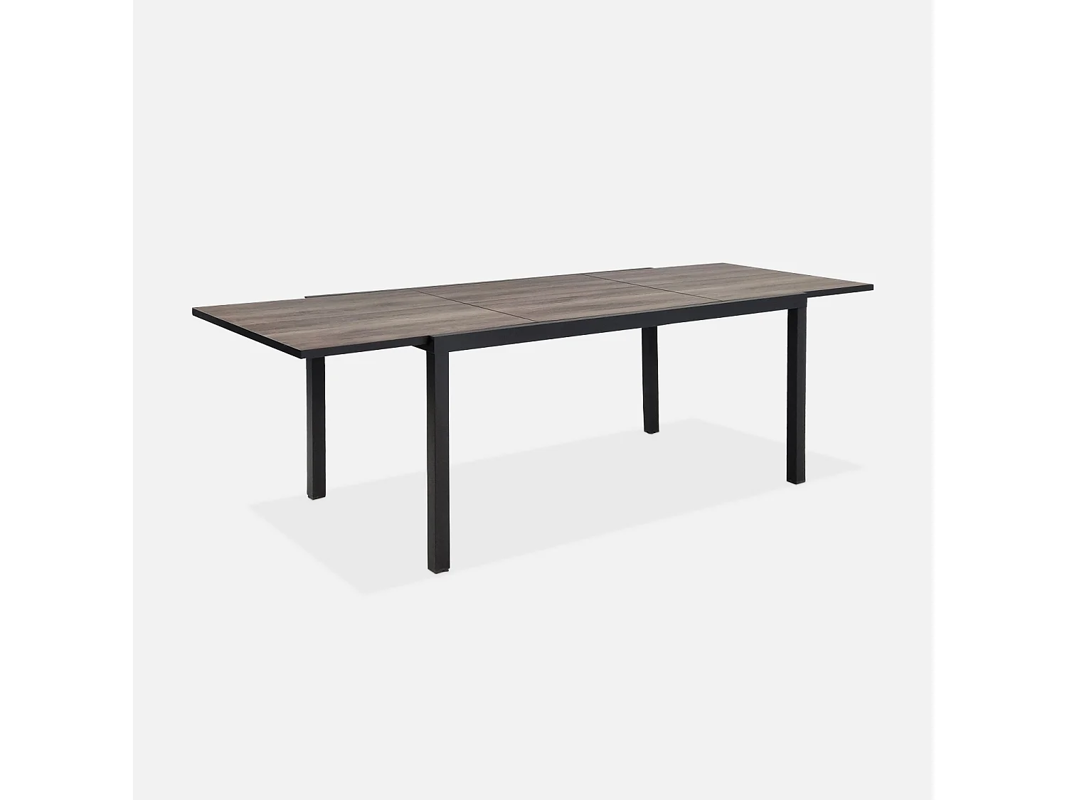 Table de jardin NASHVILLE extensible 160/240cm 8 places plateau effet bois foncé structure aluminium