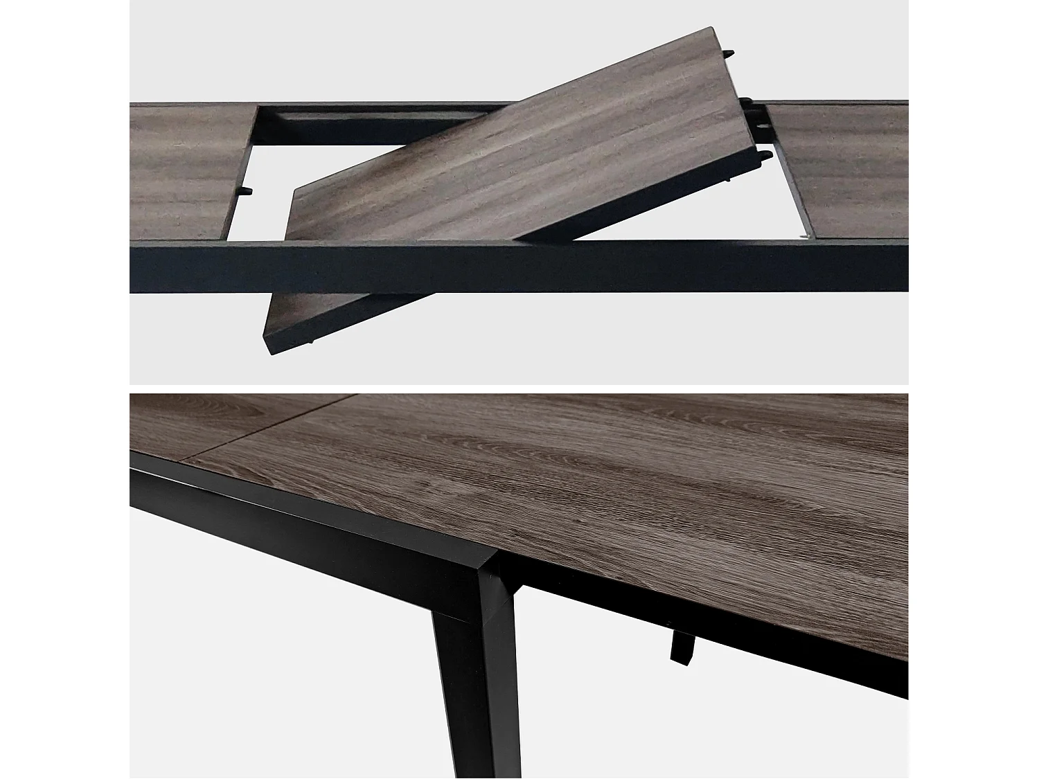 Table de jardin NASHVILLE extensible 160/240cm 8 places plateau effet bois foncé structure aluminium
