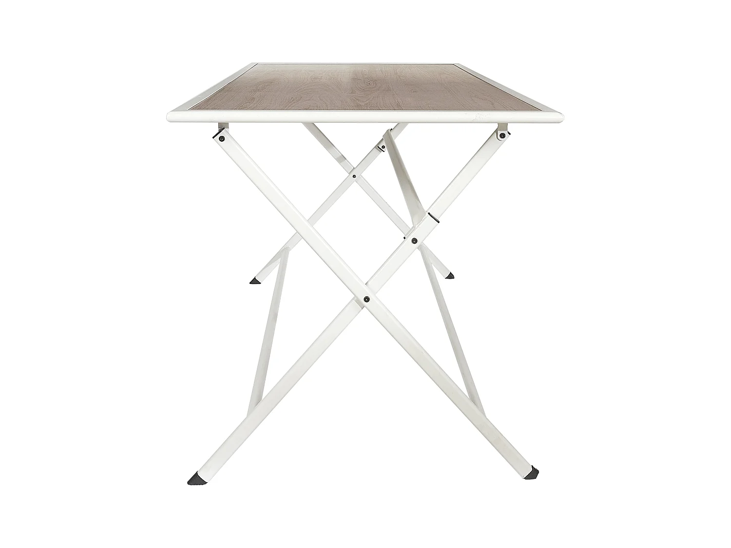 Table Metal Blanc Effet Bois Barcelone 110x70