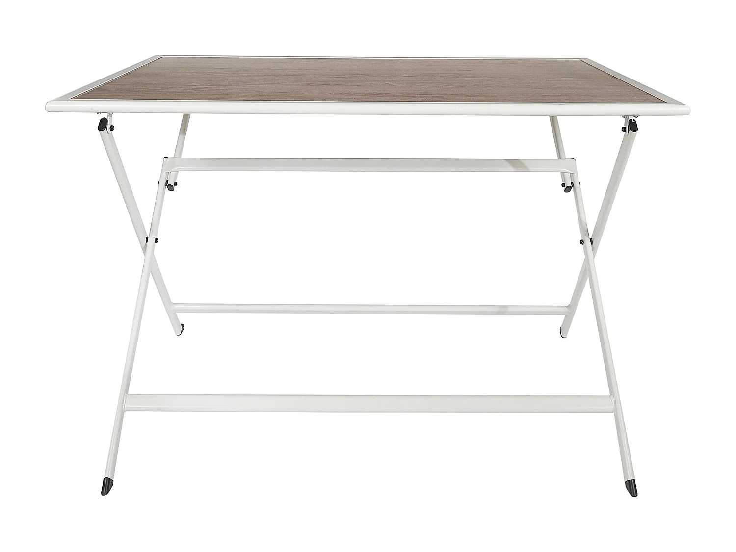 Table Metal Blanc Effet Bois Barcelone 110x70