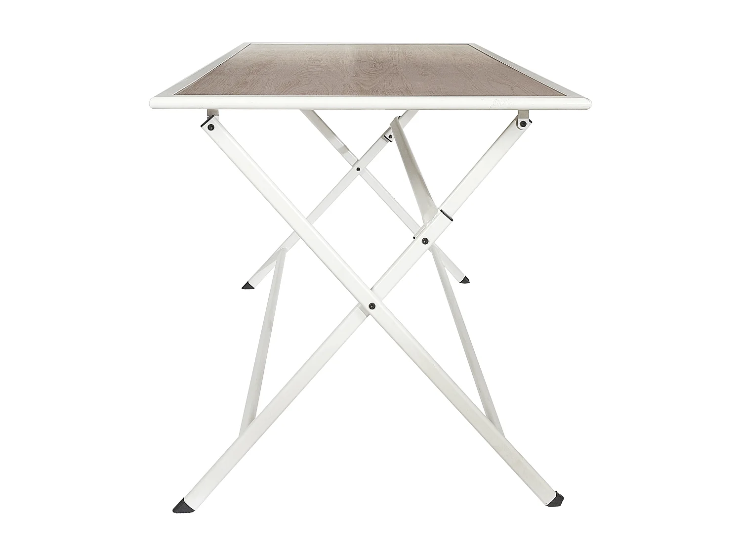 Table Metal Blanc Effet Bois Barcelone 110x70