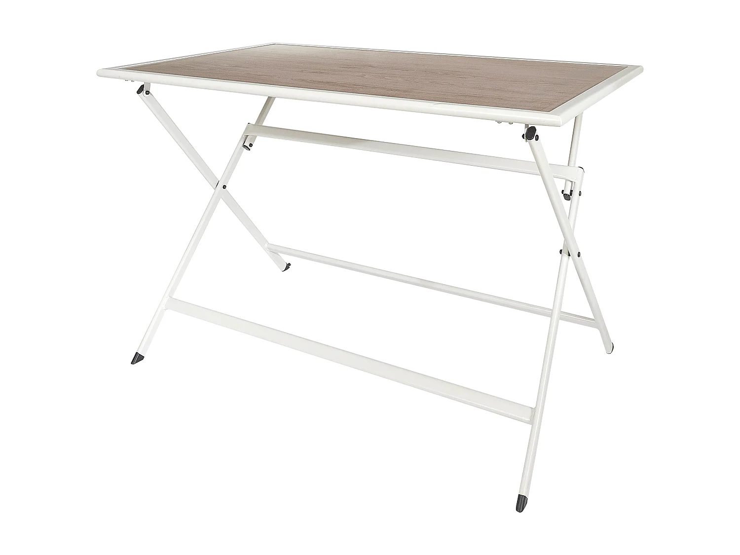 Table Metal Blanc Effet Bois Barcelone 110x70