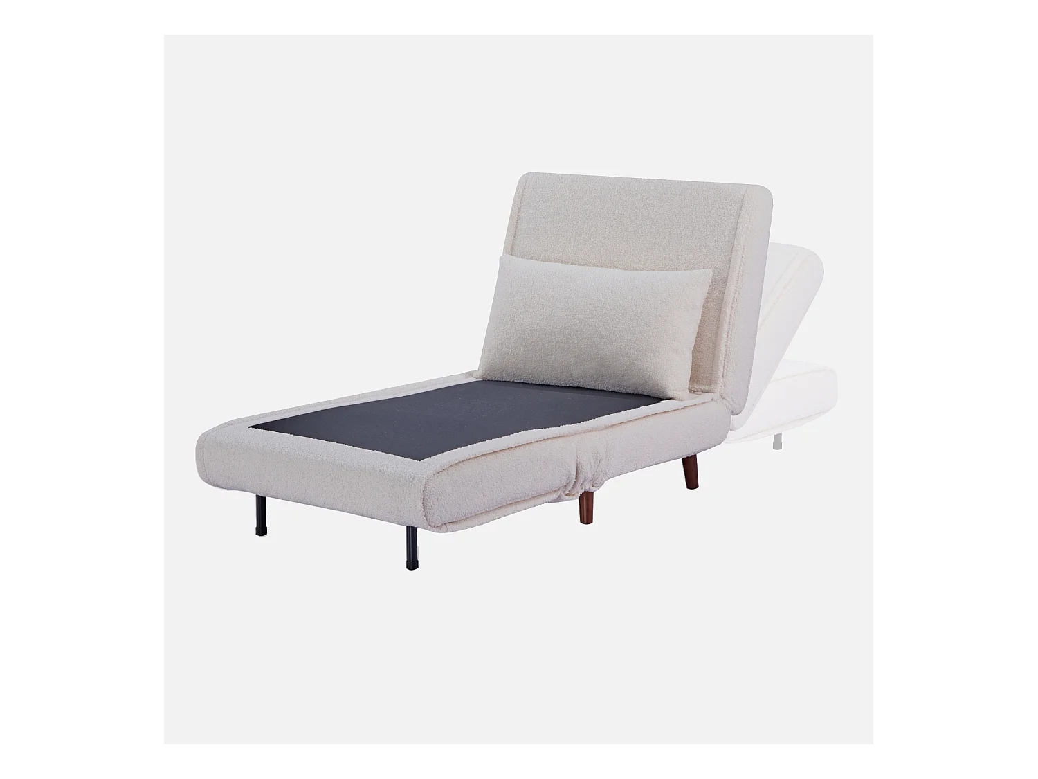 Chauffeuse convertible bouclette piétement bois 1 place crème Guest