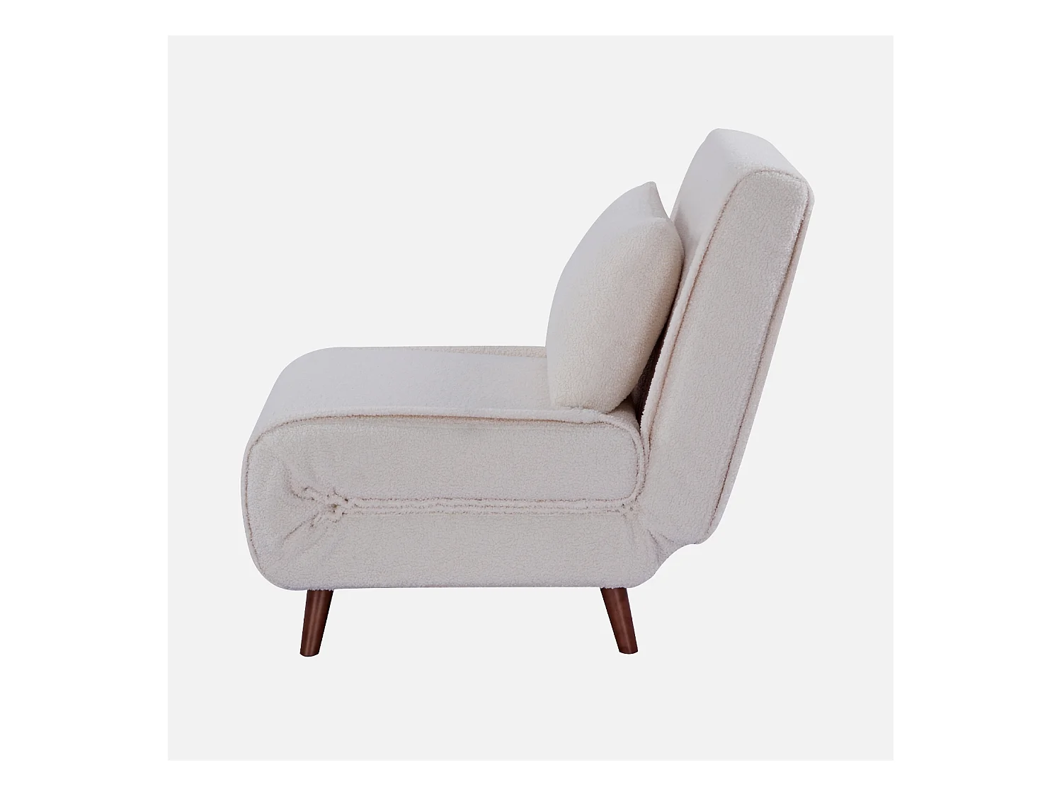 Chauffeuse convertible bouclette piétement bois 1 place crème Guest