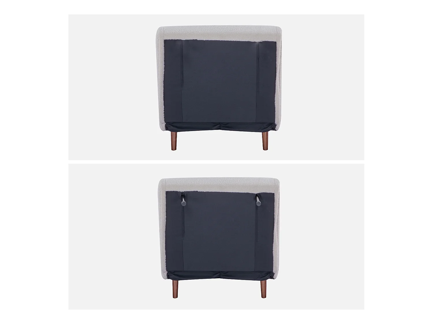 Chauffeuse convertible bouclette piétement bois 1 place crème Guest