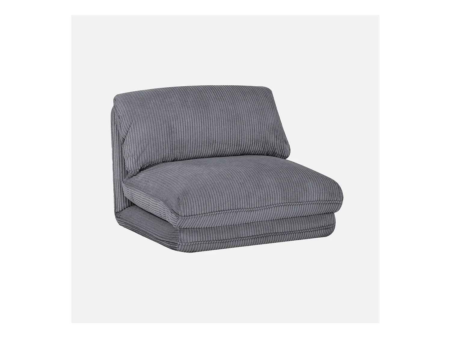 Sillón convertible  de pana gruesa, 1 plaza gris