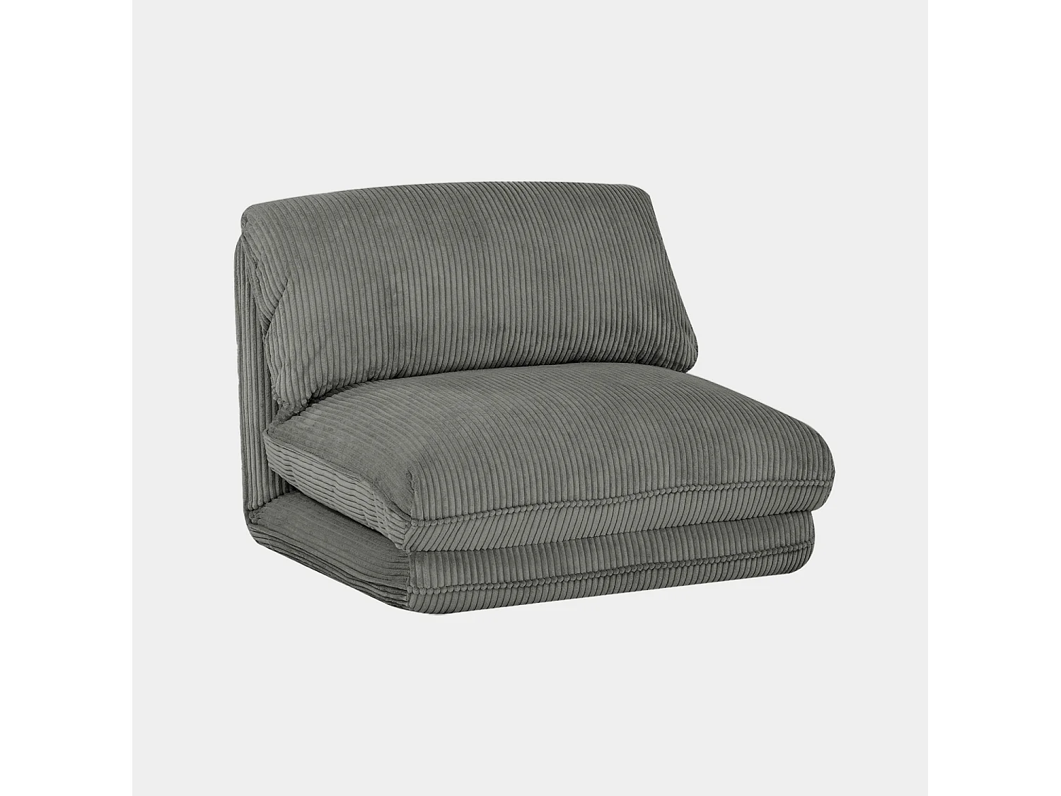 Chauffeuse matelas gris convertible velours côtelé grosse côte 1 place Cosy