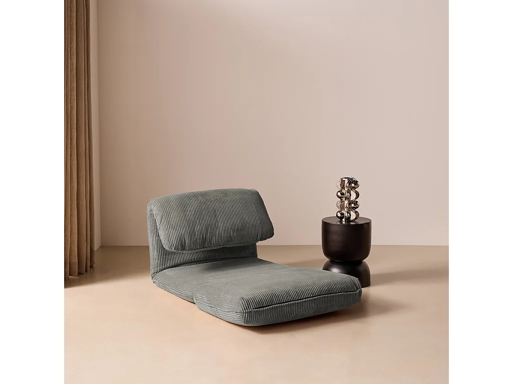 Chauffeuse matelas gris convertible velours côtelé grosse côte 1 place Cosy