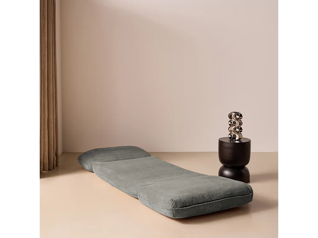 Chauffeuse matelas gris convertible velours côtelé grosse côte 1 place Cosy