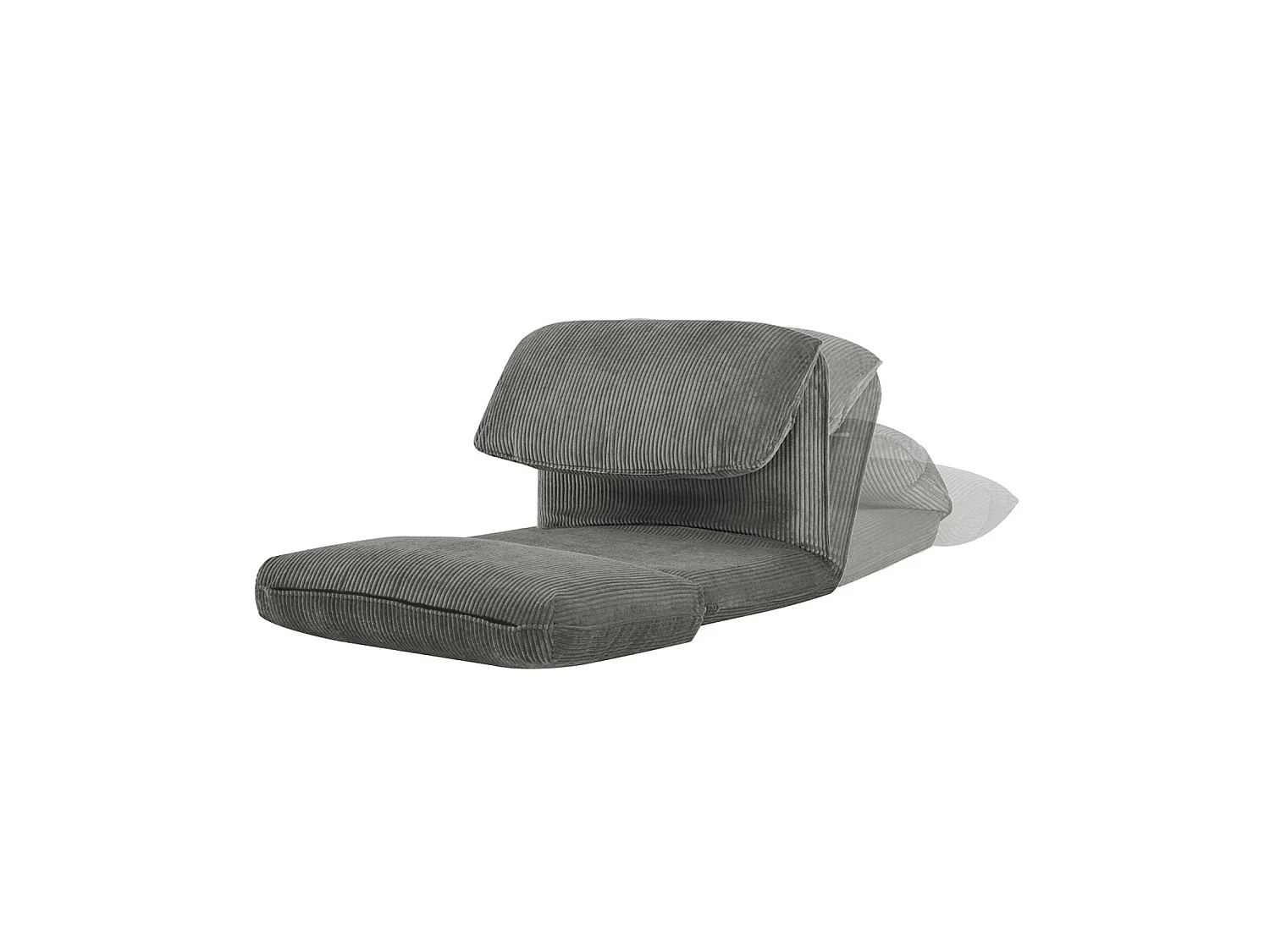 Chauffeuse matelas gris convertible velours côtelé grosse côte 1 place Cosy