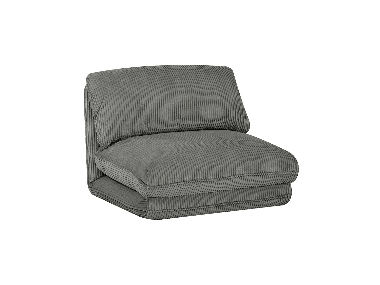 Chauffeuse matelas gris convertible velours côtelé grosse côte 1 place Cosy