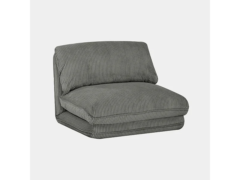 Chauffeuse matelas gris convertible velours côtelé grosse côte 1 place Cosy
