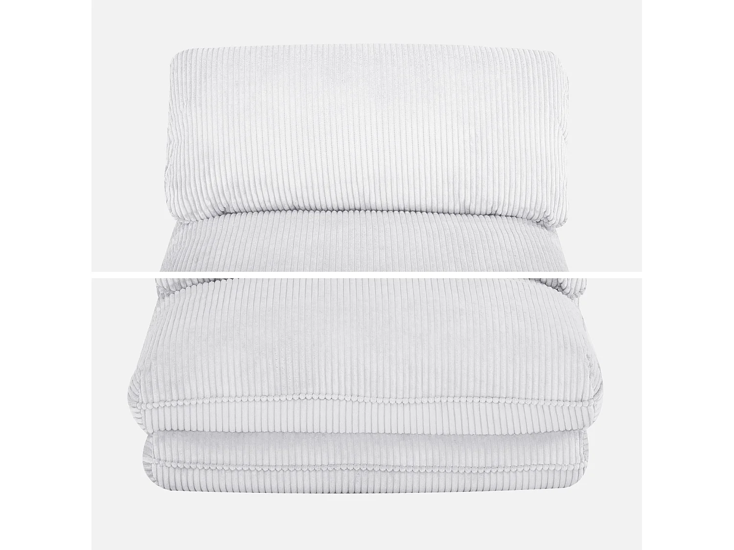 Chauffeuse matelas blanc cassé convertible velours côtelé grosse côte 1 place Cosy