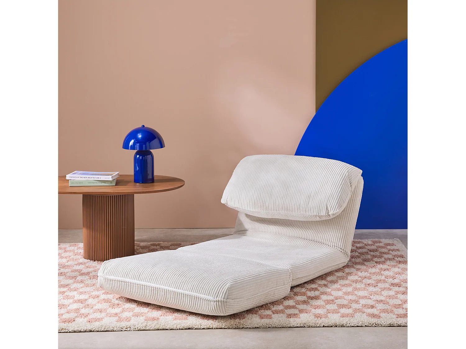 Chauffeuse matelas blanc cassé convertible velours côtelé grosse côte 1 place Cosy