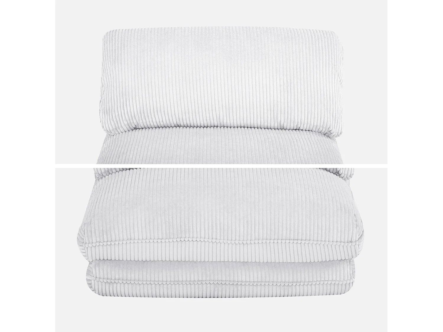 Chauffeuse matelas blanc cassé convertible velours côtelé grosse côte 1 place Cosy