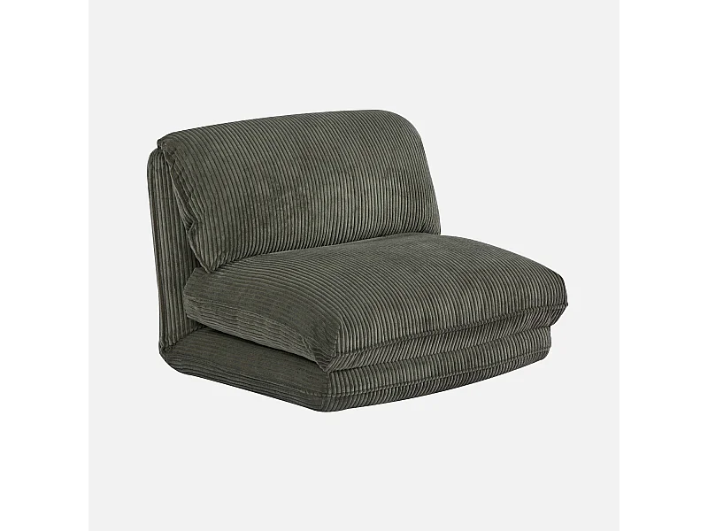 Poltrona convertibile velluto a coste grosse coste 1 posto, verde kaki