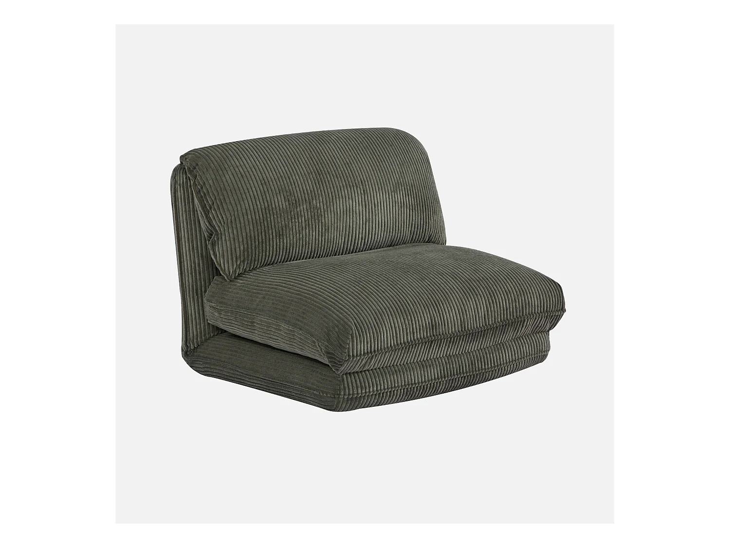 Chauffeuse matelas kaki convertible velours côtelé grosse côte 1 place Cosy